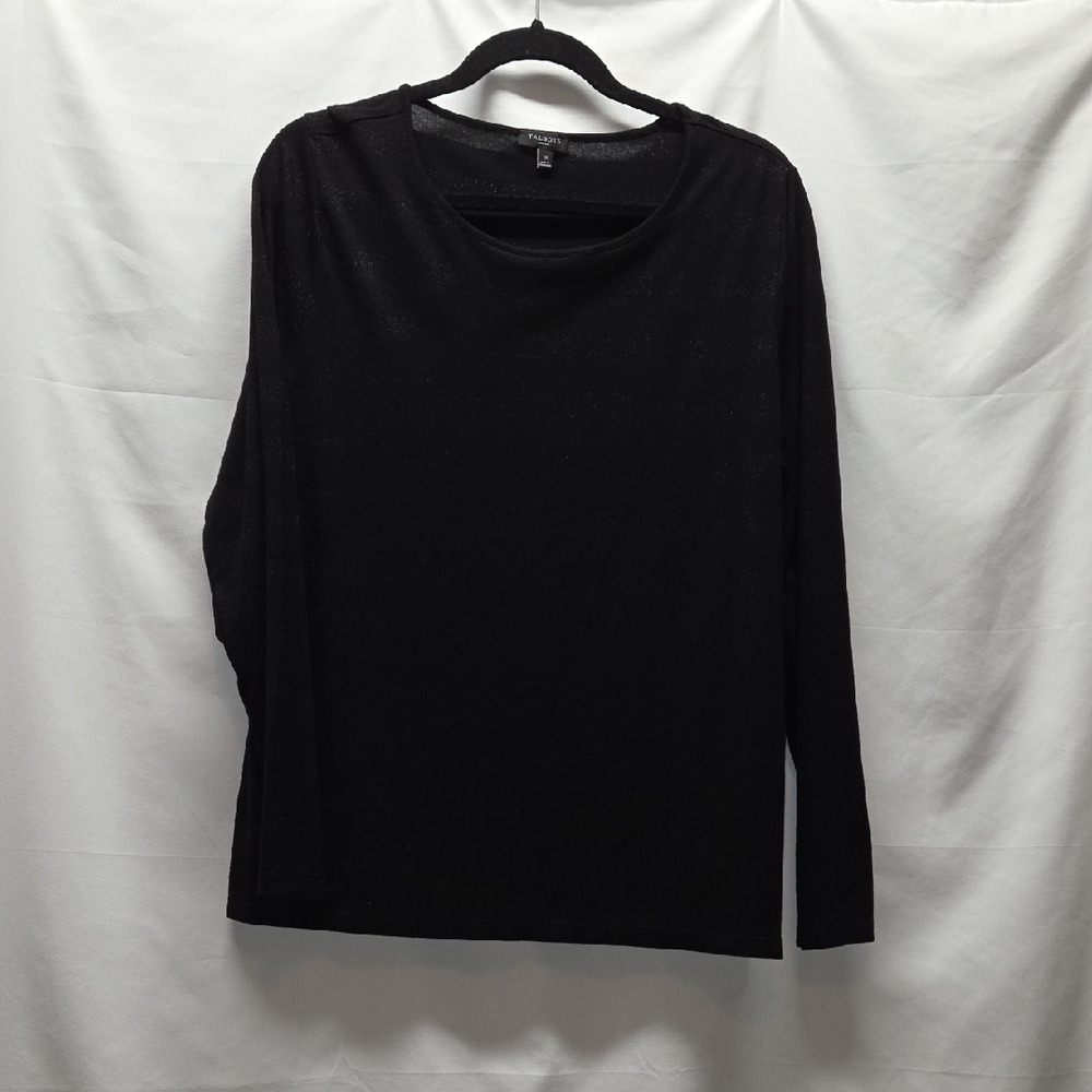 Talbots Joie Long Sleeve Black Tshirt Shimmer Stripes Plus 1X Lightweight Layers